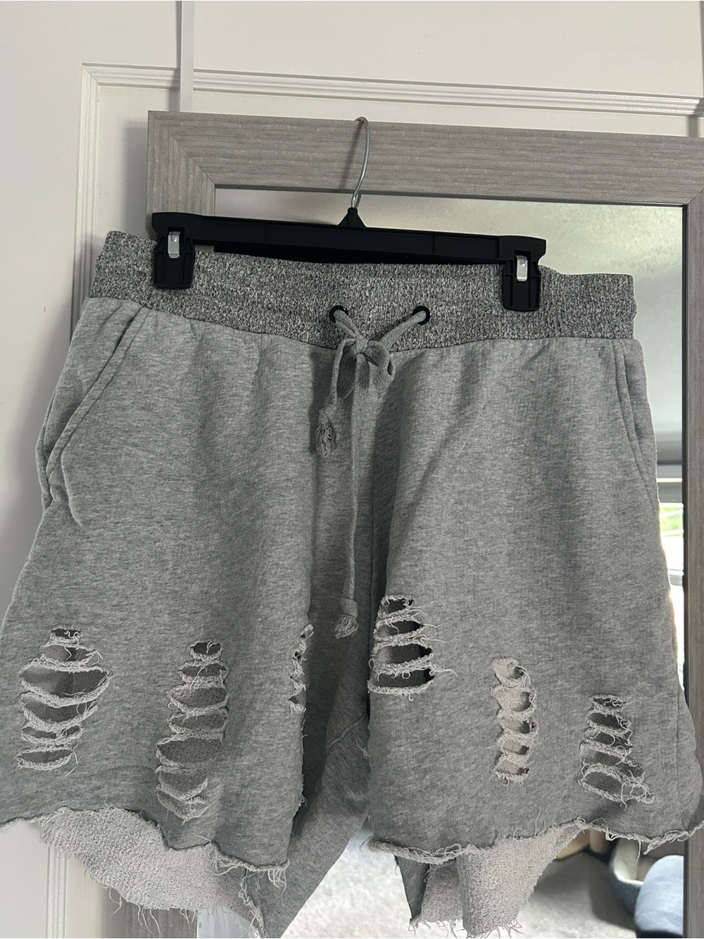 Casual Distressed Women’s Grey Sweat Shorts